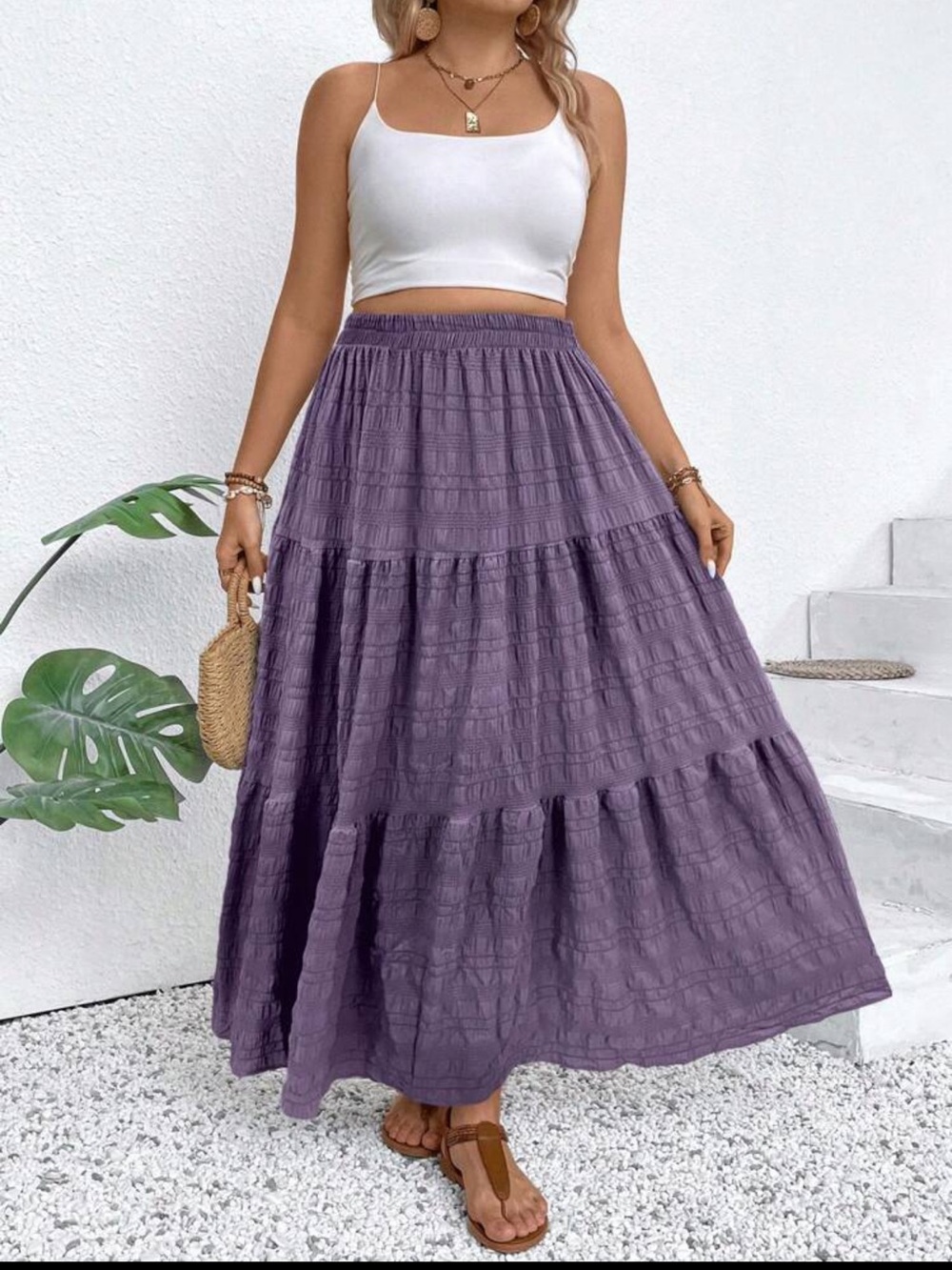 Purple Tiered Maxi Skirt - Women's Flowy Summer Skirt